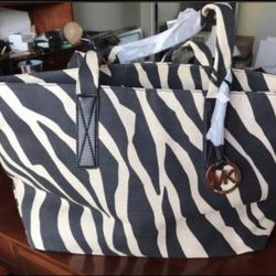 NWT Michael Kors Zebra  Canvas Handbag Purse 