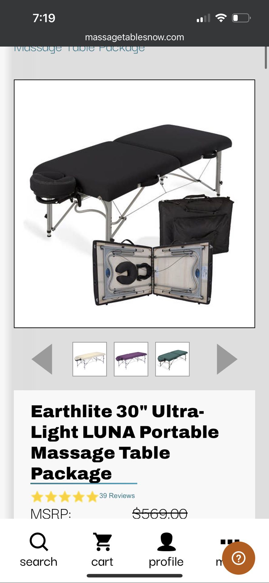 Earthlite Luna Aluminum professional massage table 