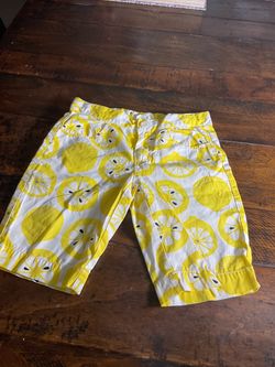 Crazy 8 yellow lemon slice print Girls shorts size 7