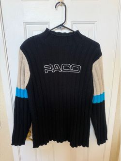 Vintage PACO Logo Sweater Y2K Black Knit Men's Medium