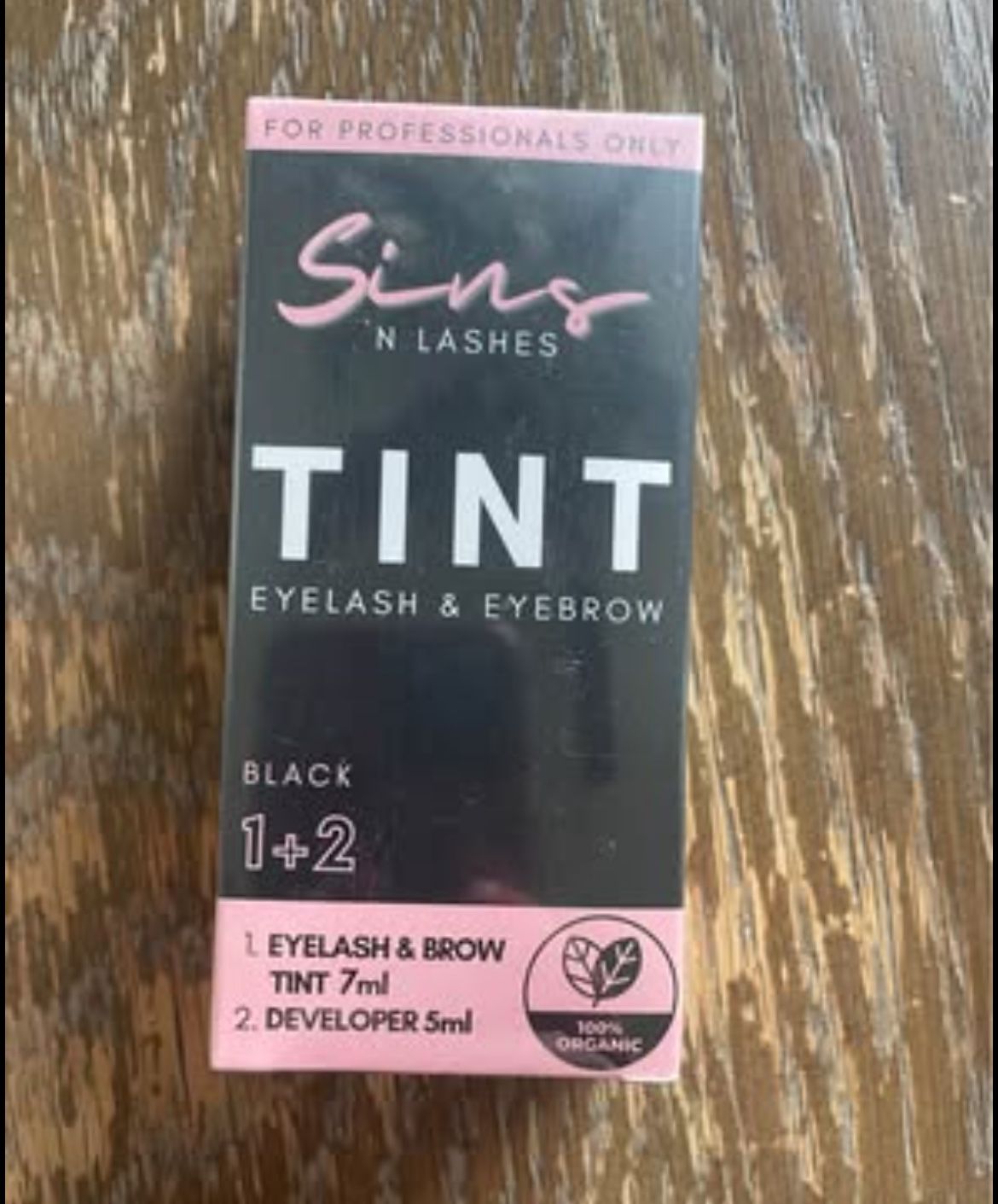The black Sins 'n Lashes eyebrow & lash tint