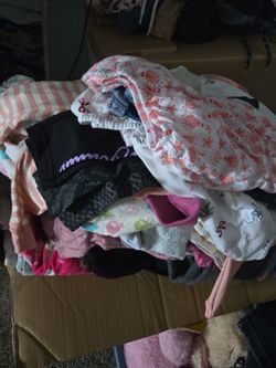 Boxes of kids clothes