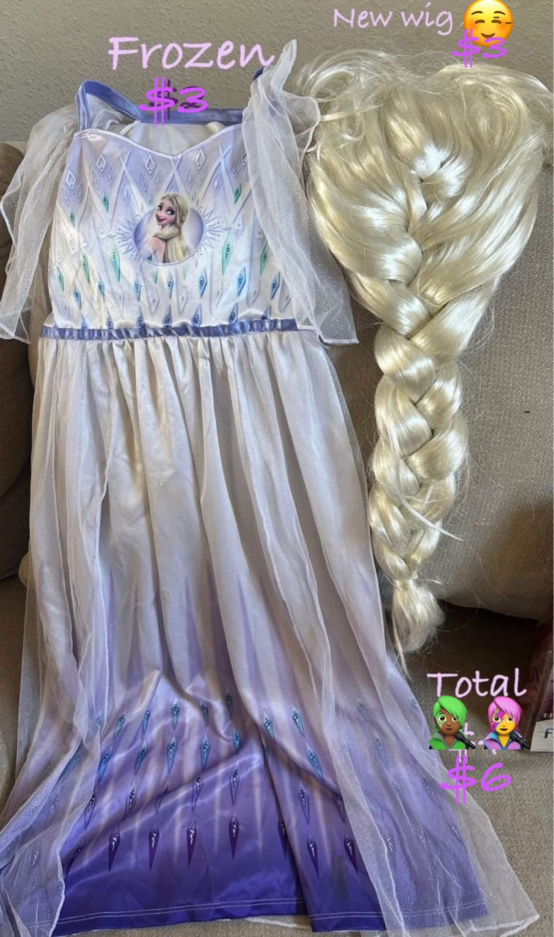 Frozen Wig $3 &  Gown $3