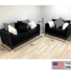 Beautiful Black Two Piece Sofa Set