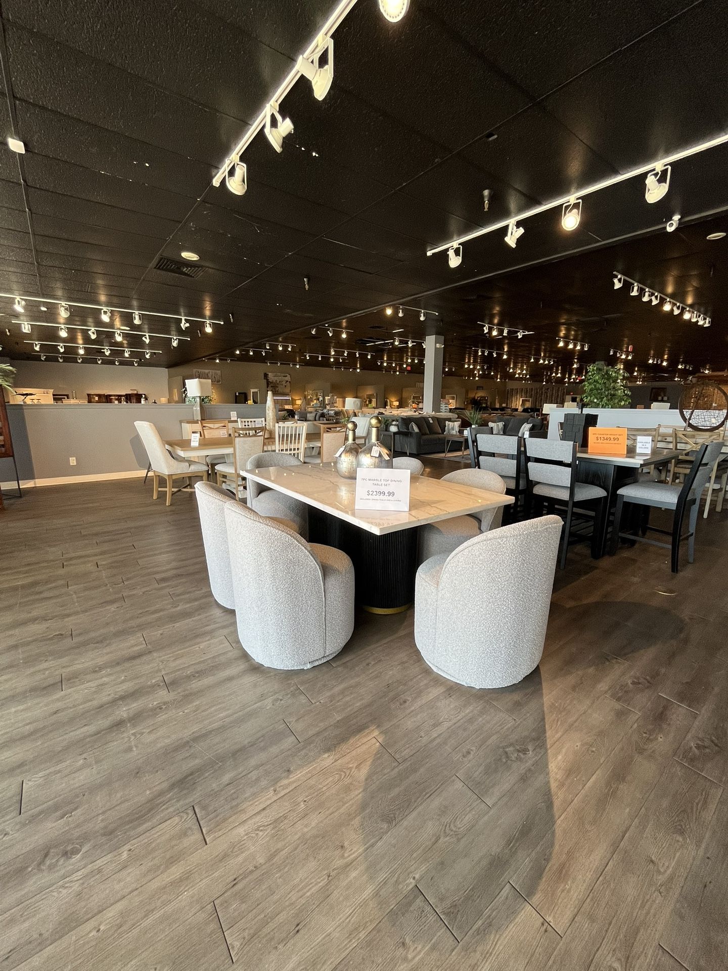 White 7PC Marble Dining Table Set