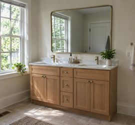 60 Inch OAK Color Vanity Cabinet (Brand New In Box)