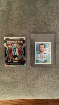 Lionel Messi Prizm Phenomenon Card + Panini Sticker