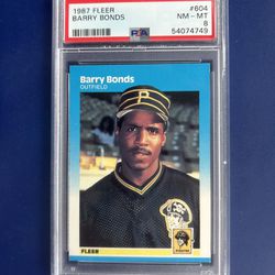 1987 Fleer Barry Bonds Rookie Baseball Card Graded PSA 8