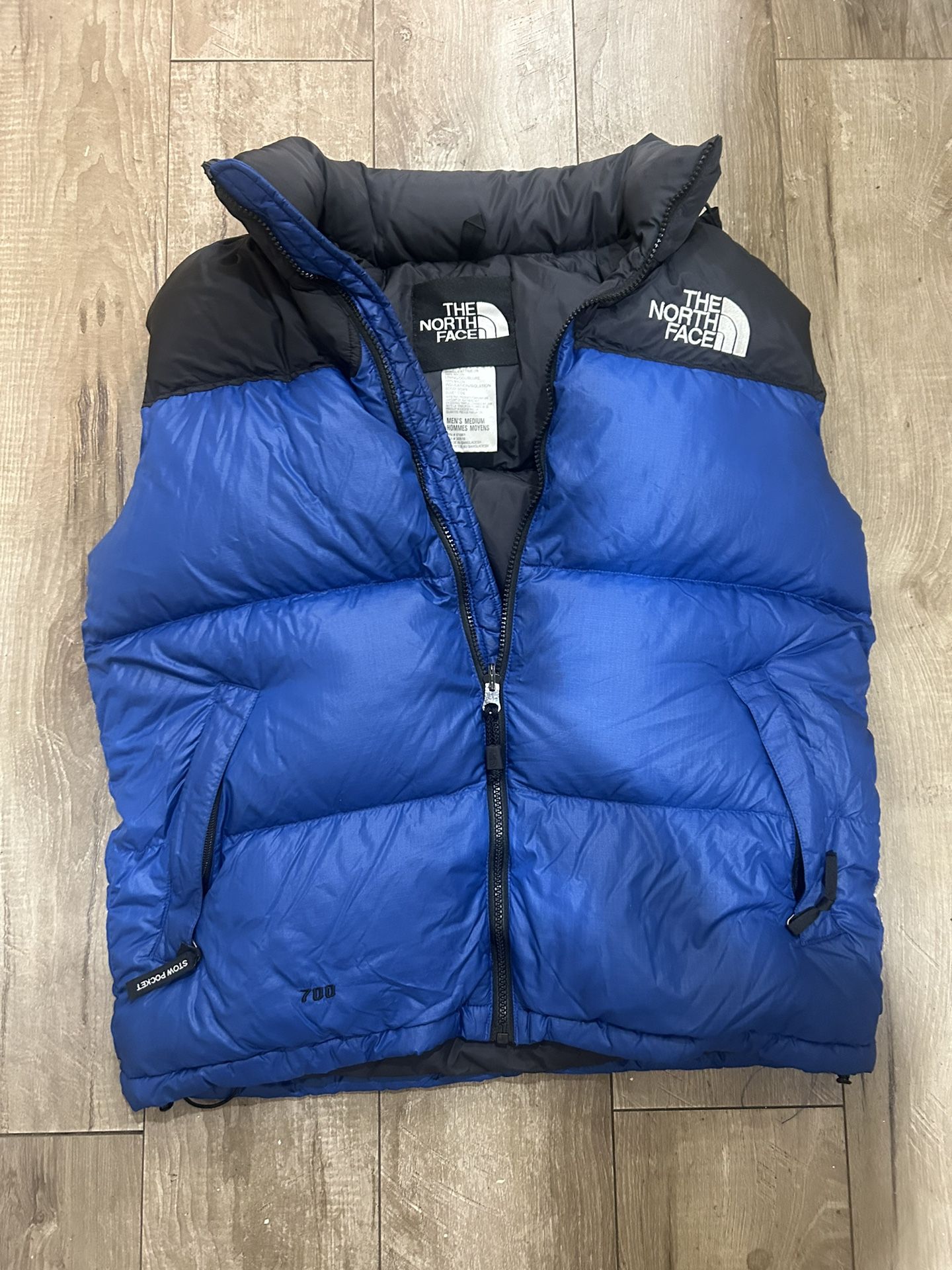 1996 Vintage North Face 700 puffer vest in blue and black