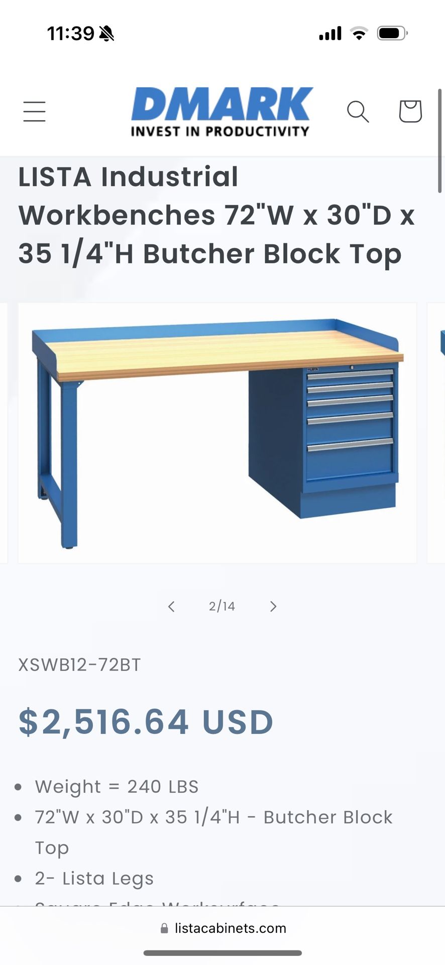 Lista Work Bench With Drawers !
