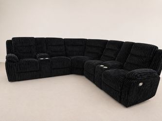 Corduroy Black Recliner Sectional Sofa New