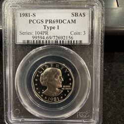 1981 S Gem Proof Susan B Anthony Dollar Graded At A Near Perfect PR69 4-8