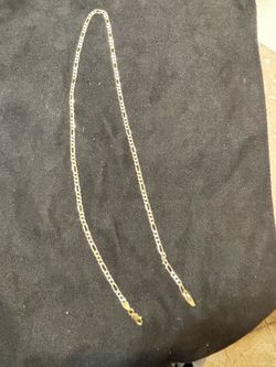 22” Gold Over .925 Sterling Silver Figaro Chain 3.6mm Italy Stamped