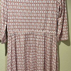 DownEast 3/4 Sleeve Geometric Pattern MultiColor Rayon Dress Sz M  NWT