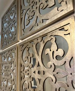 ZGallerie 4pcs Decorative Wall Mirror Panels with Scroll Cutout Design