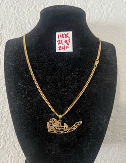 14K  Solid Gold Chain and Pendant  21Gr 24 Inches Long