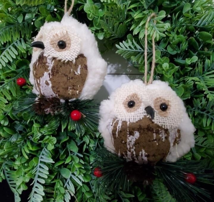 Two Owl Christmas Ornaments