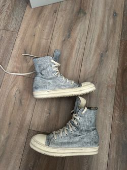 Rick Owens Denim High-Top Sneakers with Platform Sole