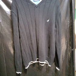 Nautica Men's Blue Navy Pullover Ribbed Knit Sweater.