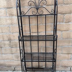 Metal Scroll Indoor Outdoor Tall Folding 4 Shelf Bakers Rack - Black 23” x 60”