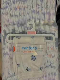 New Carters newborn pants (blue/white with flowers)