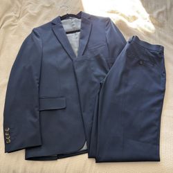 Men’s Haggar Slim Fit Suit - Solid Navy - 38R/32x32