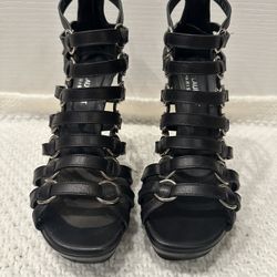 Saint Laurent Nina Cage Heels – Black Calfskin Size 37 (US 7-7.5) 