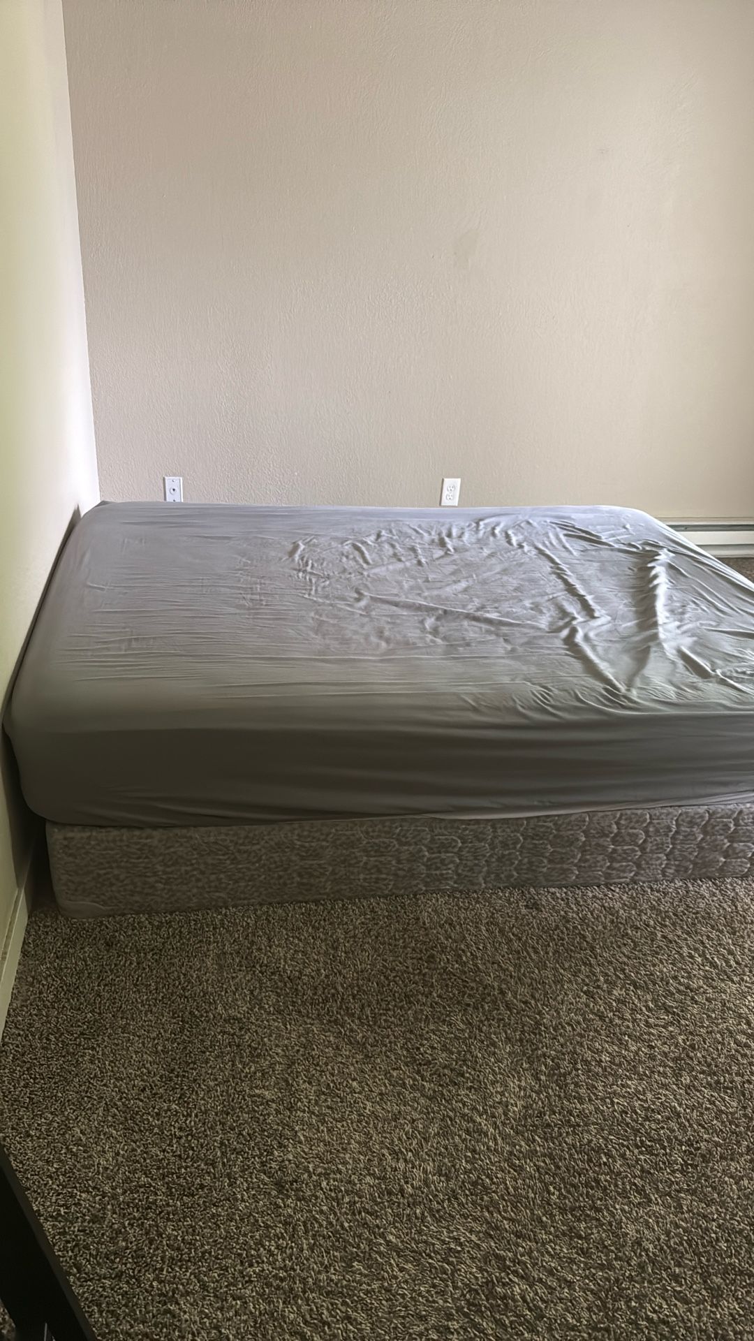 Queen Mattress & Box Spring W/ Low Bed Frame
