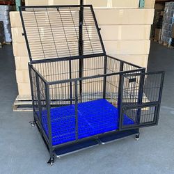 (Brand New) $180 Large Heavy-Duty Dog Crate 41”x31”x34” Single-Door Folding Cage Kennel w/ Plastic Tray 