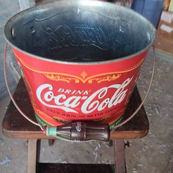 Coca Cola Large Beverage Bucket With Coke Bottle Handle Vintage
