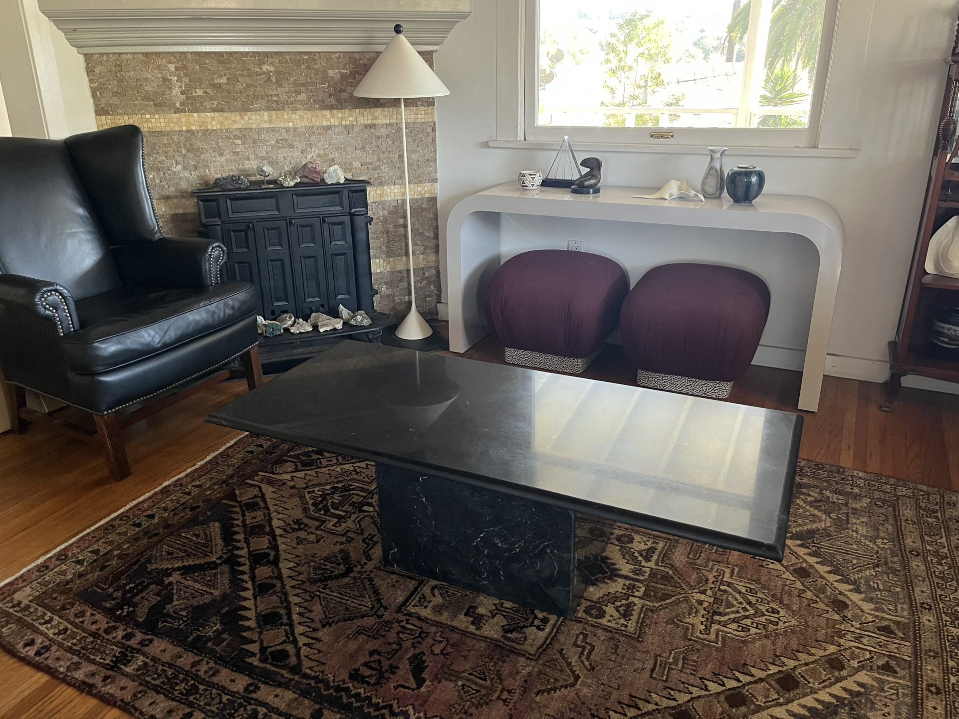 Vintage Black Stone Marble Coffee Table