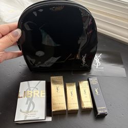 YSL small Makeup Bag, and mini lipstick with mini mascara