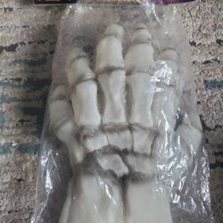 Vintage Latex Vinyl Skeleton Halloween Hands Hand Grim Reaper Gloves By Seasons