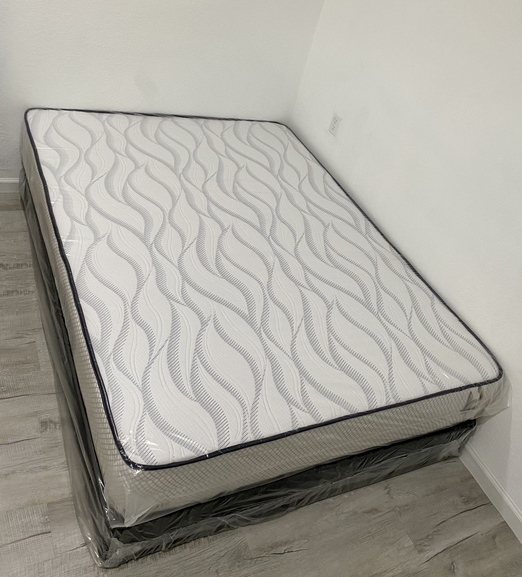 Full Size Mattress 10 Inch With Box Springs & Metal Bed Frame Set New From Factory Available All Size Same Day Delivery