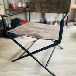 Modern Industrial Accent Chair (Leather & Black Metal)