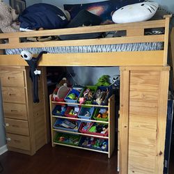 Bunk bed with stairs,storage and shelves