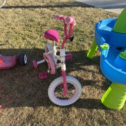 Kids Pink Bike with Training Wheels
