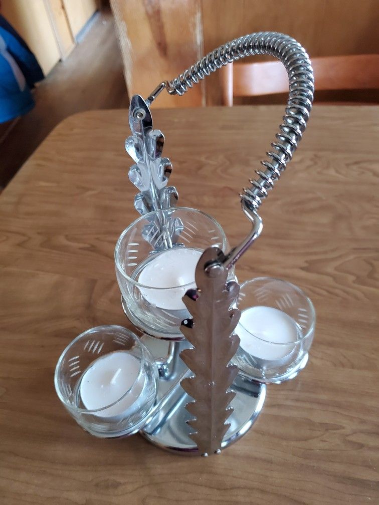 3 Small Glasse (Juice Size) or 3 Candles Holder with Metal Stand