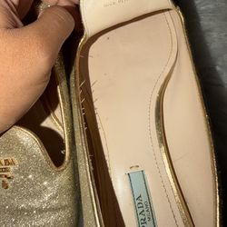 PRADA SHOES size 41 two pair silver and gold
