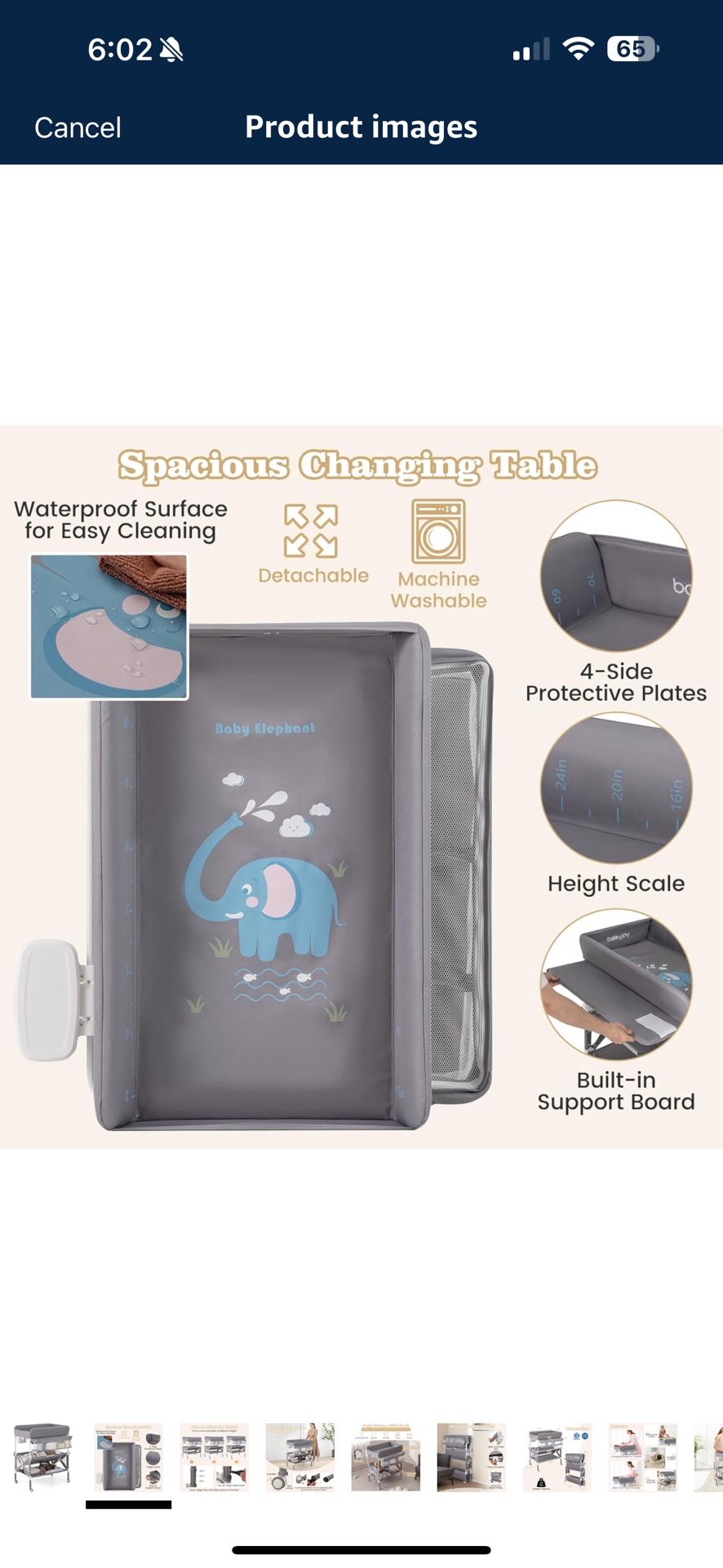 Baby Changing Table, Foldable Waterproof Diaper Changing Station w/Wheels, Adjustable Height, Storage Basket, Shelves & Trash Bin, Mobile Nursery Org