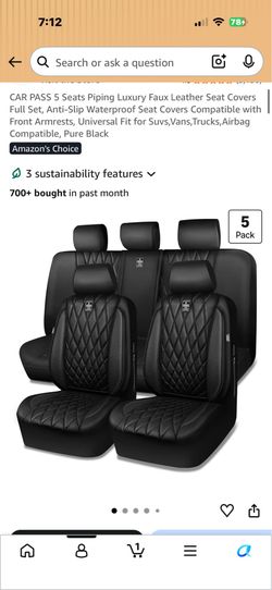 New Luxury All black 5 passenger seat covers