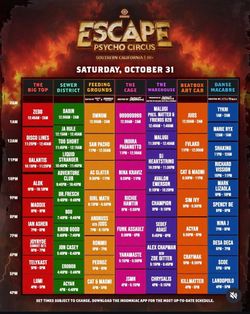 Escape Psycho Circus Saturday GA Pass