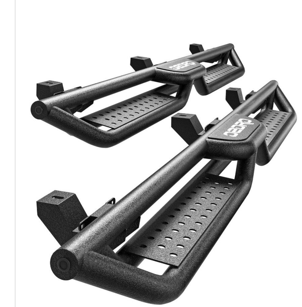 OEDRO Running Boards With Two Stairs Design All-Steel Build, Bolt-On Side Steps Compatible With 2018-2025 Jeep Wrangler JL 4 Door, Black Powder Coated