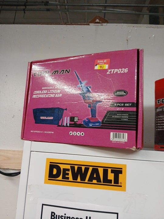 TOOlMAN New Cordless Lithium Reciprocating Saw