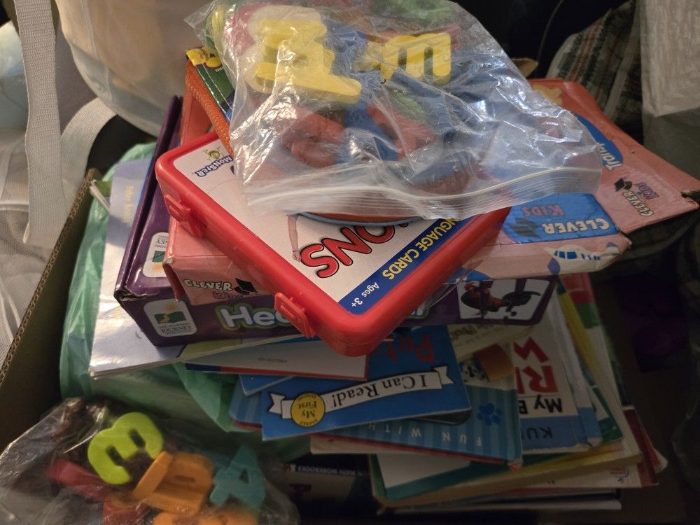Whole Box Of EDUCATIONAL Puzzles, Books, Toys