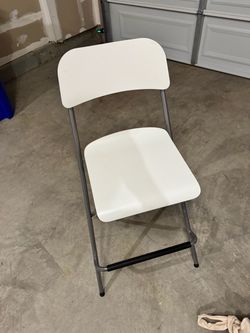White Folding Chair with Silver Frame