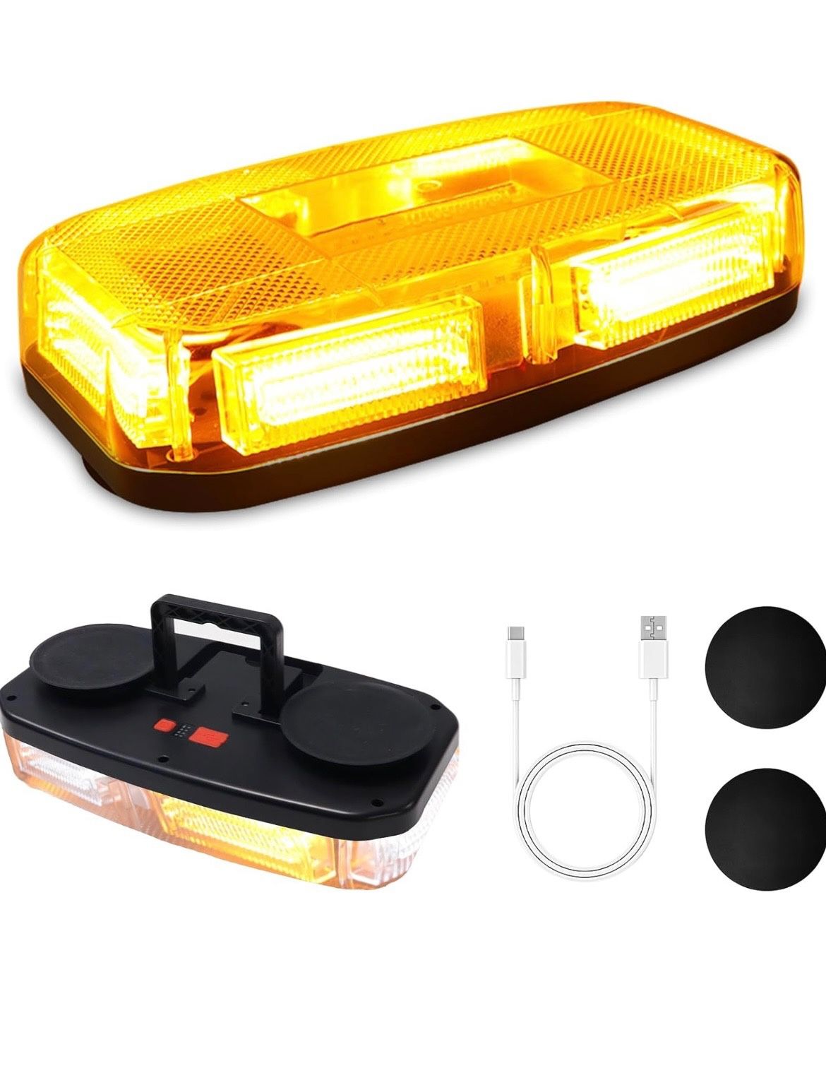 Strobe Lights for Trucks, 48LED Wireless Recharageable Flashing Beacon Light with Magnetic Base, Roof Top Emergency Warning Lights for Construction Ve