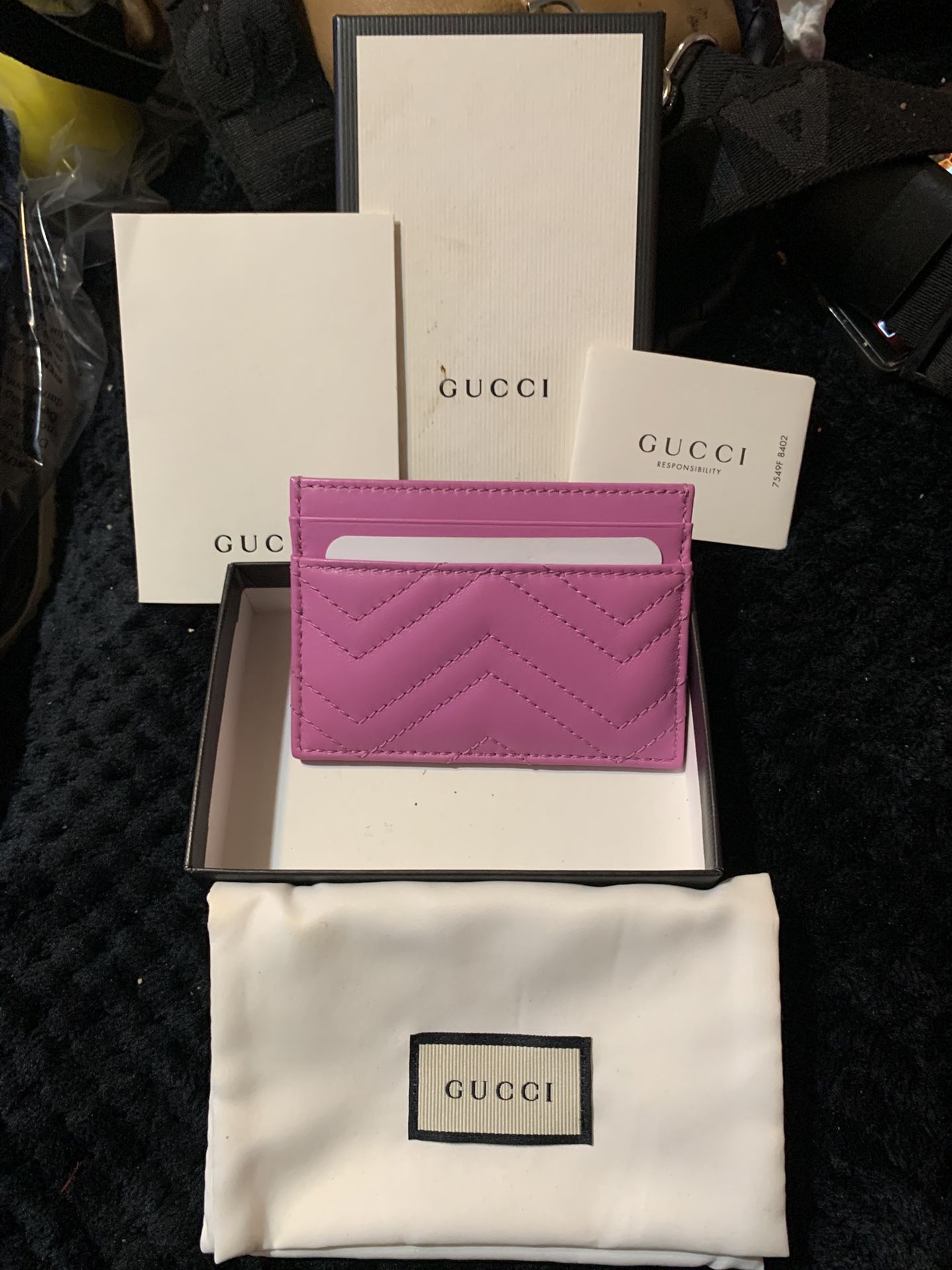 GUCCI Pink Leather GG Marmont Card Holder NEW