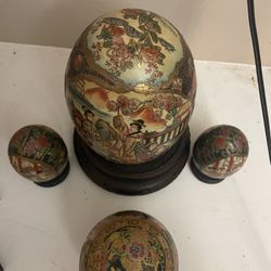 Hand painted vintage Egg collection with stands 