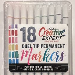 Dual Tip Permanent Markers - New Set Of 18 